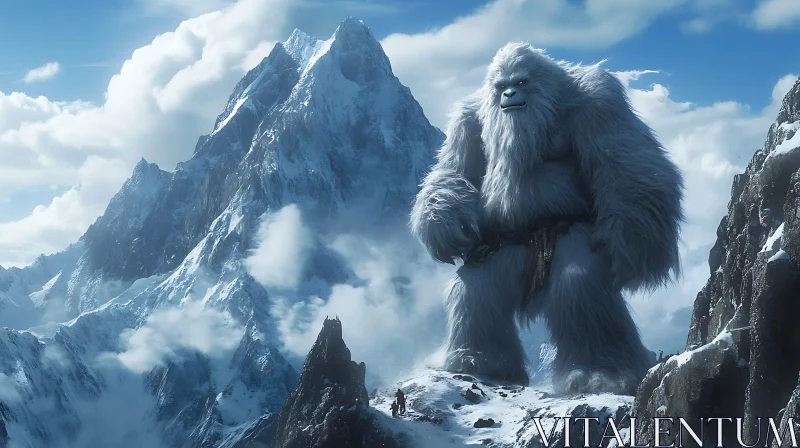 Abominable Snowman in a Mountainous Landscape