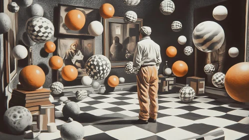 Floating Orbs in an Art Gallery