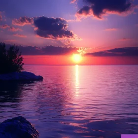 Peaceful Sunset at Sea