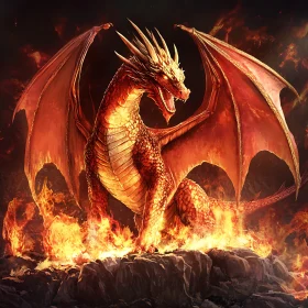 Dragon Enthroned in Flames
