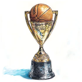 Golden Trophy with Basketball