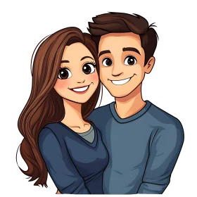 Cartoon Portrait of a Smiling Couple