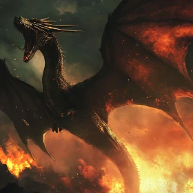 Dragon in Flames: A Fantasy Scene