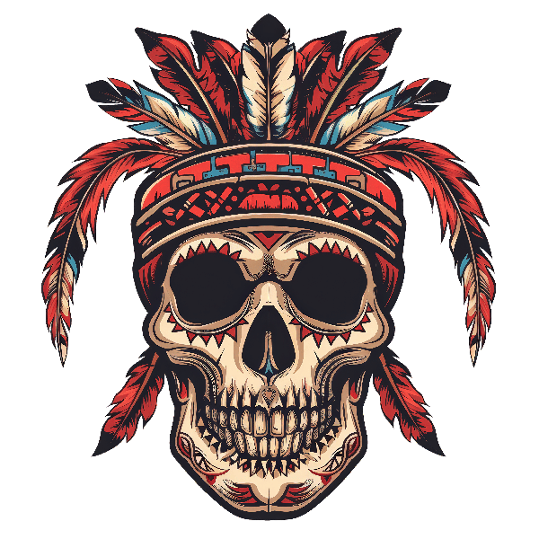 Tribal Feather Skull Art