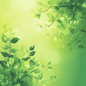Green Leaves with Sparkling Light Illustration