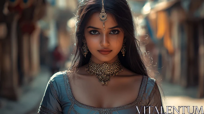 Portrait of a Woman with Ornate Jewelry