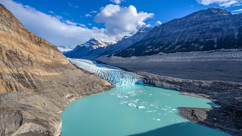 Majestic Mountain Glacier and Turquoise Lake