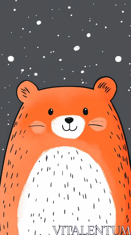 Adorable Bear in Snowy Background