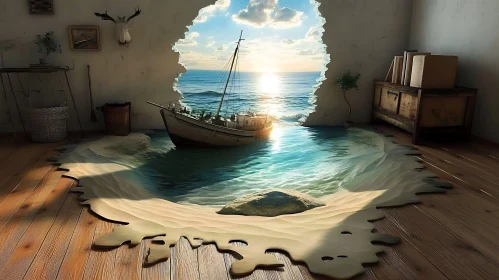 Surreal Seascape in Interior Space