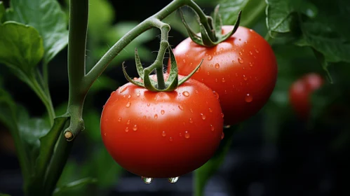 Organic Tomatoes in Garden - A Realistic Rendering AI Image