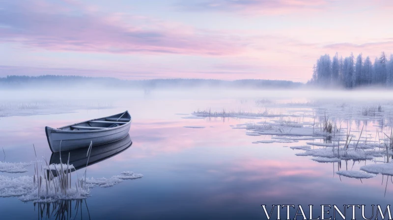 Serene Sunrise Over Frozen Lake - Contemporary Artistic Photography AI Image