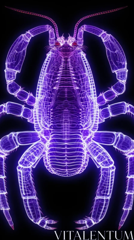 Translucent Neon Crab on Black - Abstract Art AI Image