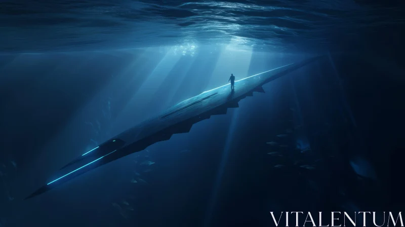 Underwater Art: Futuristic Spear in a Captivating Scene AI Image