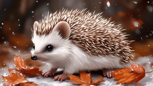 Hedgehog Amidst Fall Leaves