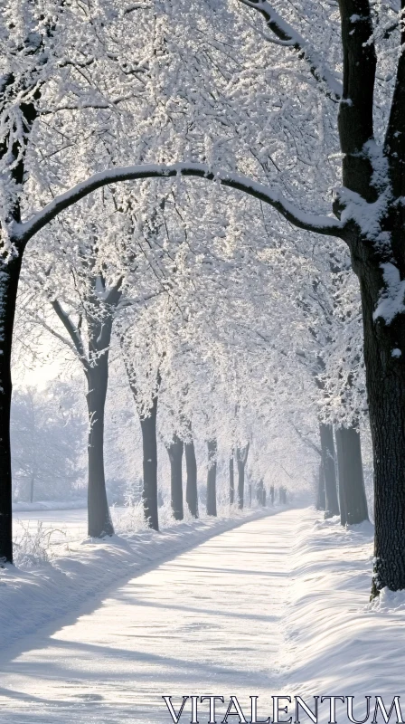 AI ART Tranquil Winter Walkway