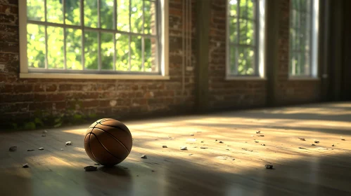 Indoor Basketball Scene with Natural Light