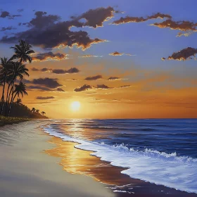 Tropical Beach Sunrise Painting