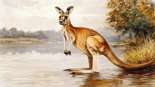 Wild Kangaroo by Water