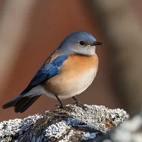 Bluebird Portrait on Mossy Branch