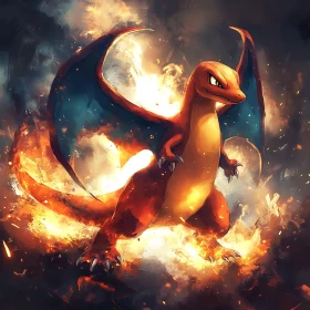 Mythical Fiery Dragon Artwork