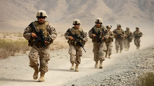 Army Patrol in Arid Region