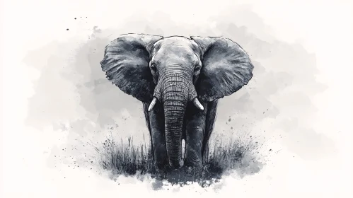 Elephant Artwork in Sketch Style