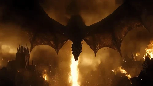 Dragon engulfs city in flames