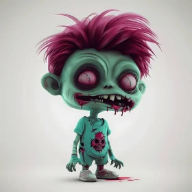 3D Rendered Cartoon Zombie Boy - Horror Themed Artwork