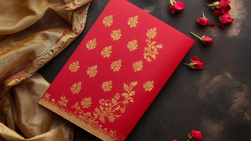 Floral Invitation Card with Golden Details