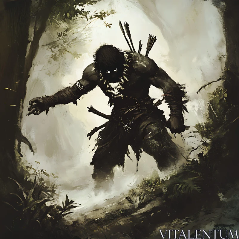 AI ART Forest Warrior with Arrows