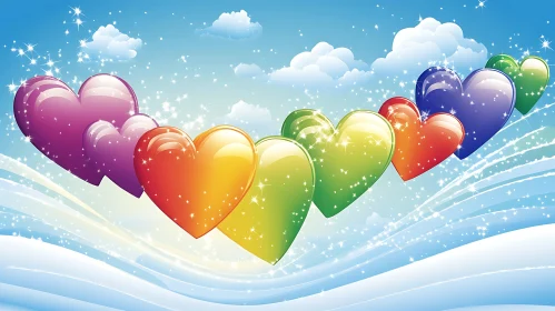 Floating Rainbow of Hearts