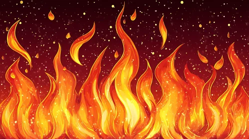 Abstract Fire Composition with Swirling Patterns