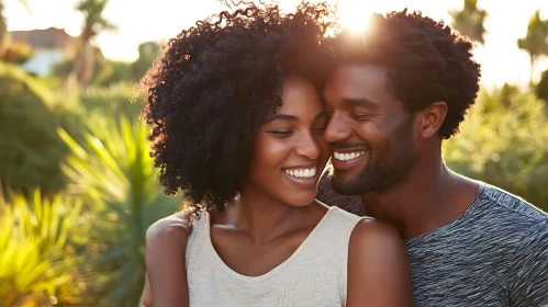 Affectionate Couple Embracing Outdoors