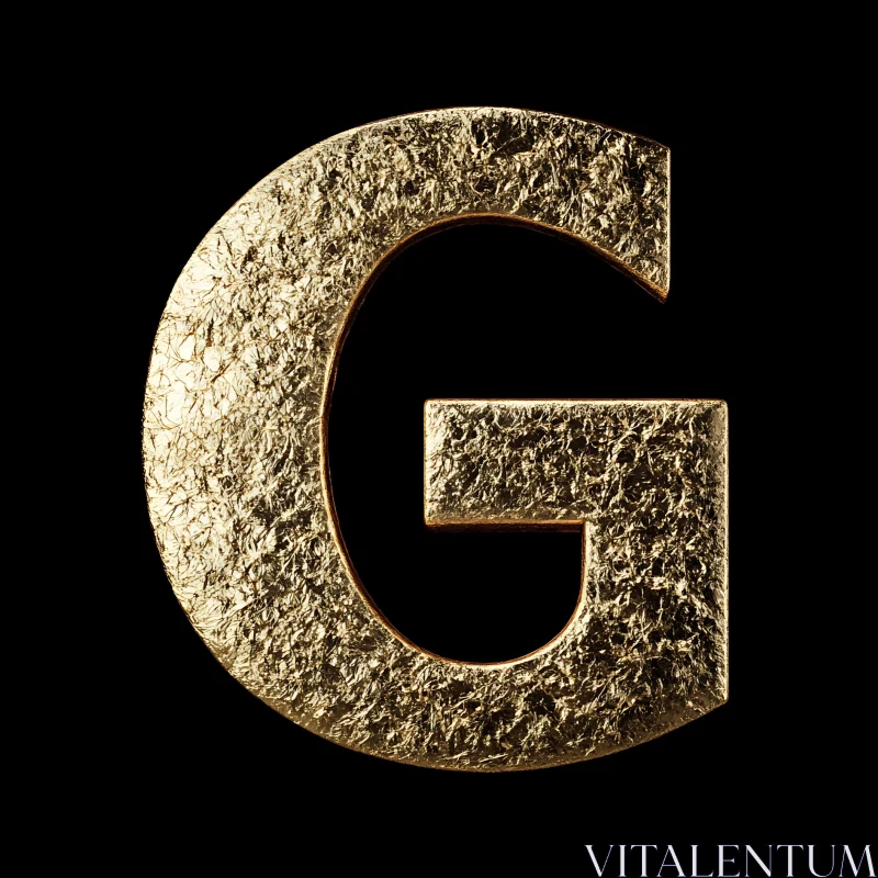 Intricate Golden 'G' with Rough Surface AI Image