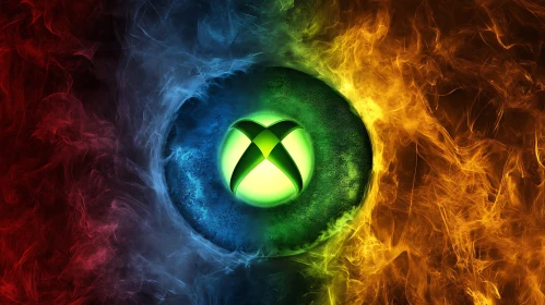 Xbox Symbol in Swirling Smoke Art