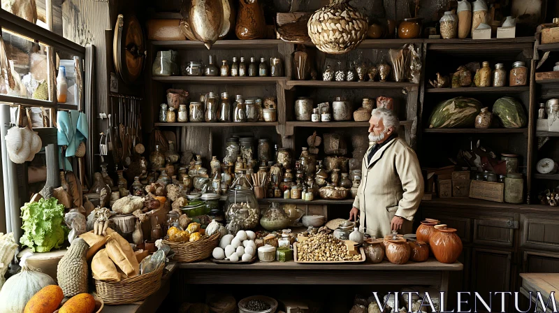 AI ART Old Man in a Vintage Pantry