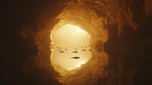 Golden Light Enters Serene Cave