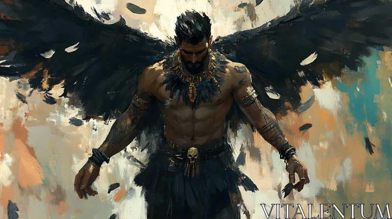 AI ART Dark Angel Warrior with Tribal Tattoos