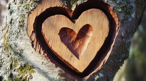 Heart Carved in Tree Bark