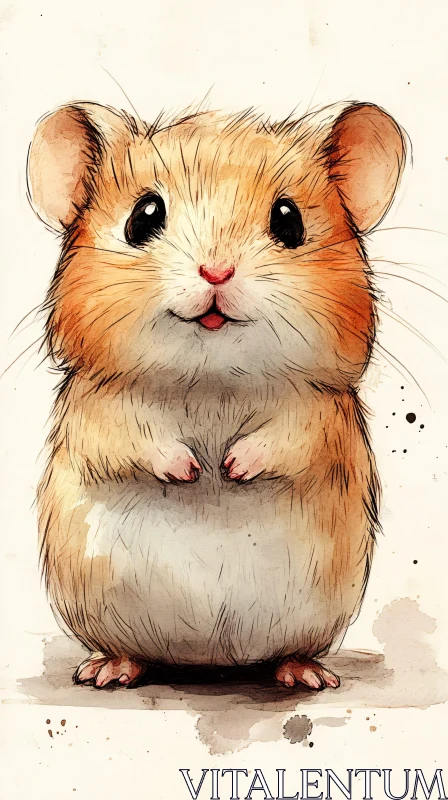 Watercolor Hamster Art AI Image