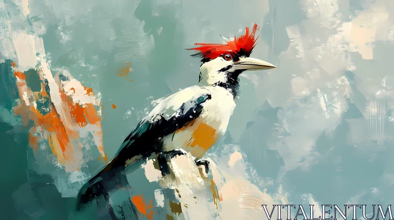 Artistic Woodpecker Illustration AI Image