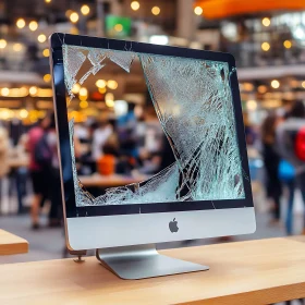 Damaged Desktop Monitor in Office Setting