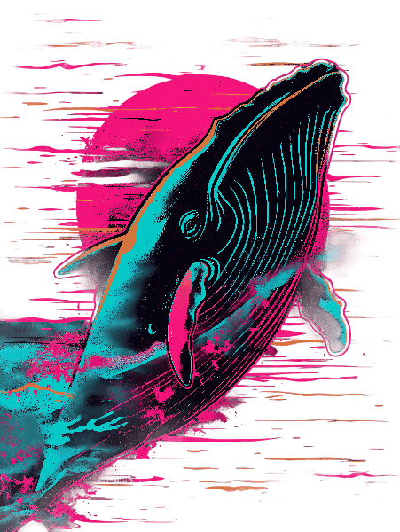 Retro Sunset Whale Design