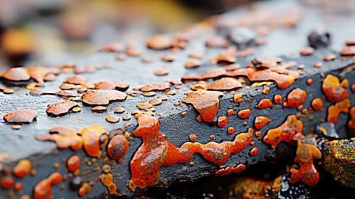 Abstract Panorama of Rusty Corrosion on Asphalt