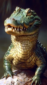 Realistic Crocodile on Rock