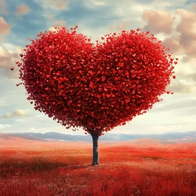 Romantic Heart Tree Landscape