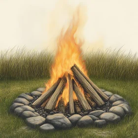 Peaceful Campfire in Nature
