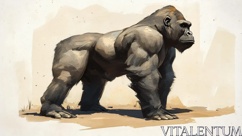 Artistic Representation of a Gorilla's Strength AI Image