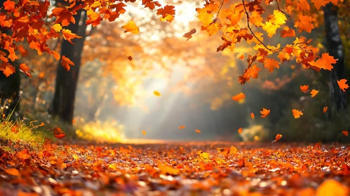 Golden Forest Path in Autumn