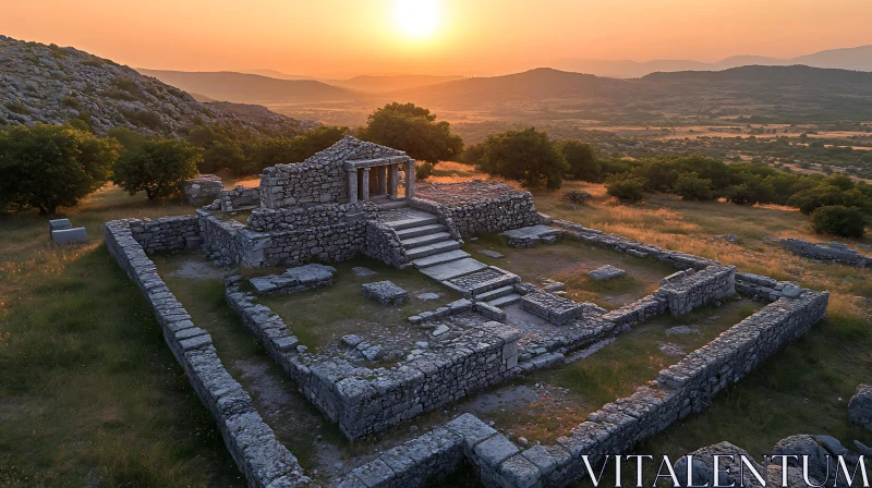 AI ART Stone Ruins in Golden Light